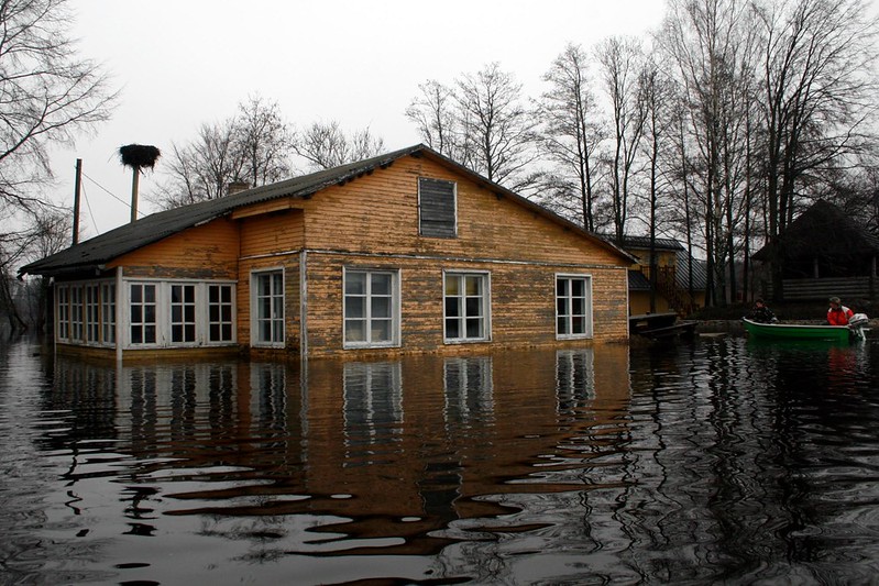 flooded wooden house